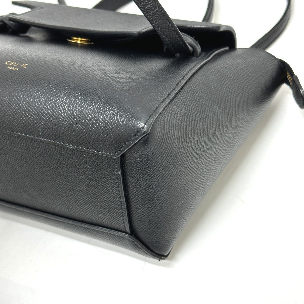 Celine Belt Bag Leather 2WAY Handbag Shoulder Leather Black - Picture 4 of 9